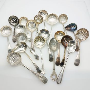 20x Straining / Sifting Ladles Spoons Etc Silver Plated Antique & Vintage (#99508) 1
