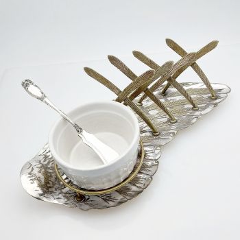Very Unusual Bird Wing & Feathers Novelty Toast Rack Antique Silver Plated (#99522) 1