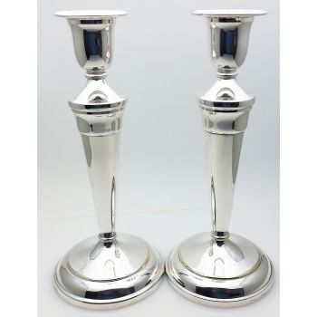 Gleaming Pair Of 23cm Candlesticks - Pinder Bros Sheffield Vintage (#99527) 1