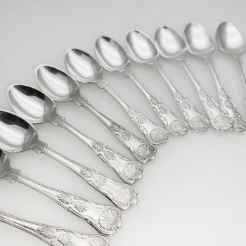 Kings Pattern - 12x Coffee Spoons - Silver Plated Epns - Vintage (#99537) 1