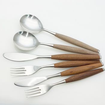 Mid Century Modern Swedish Teak & Steel 6 Pieces Vintage Cutlery Sweden (#99539) 1