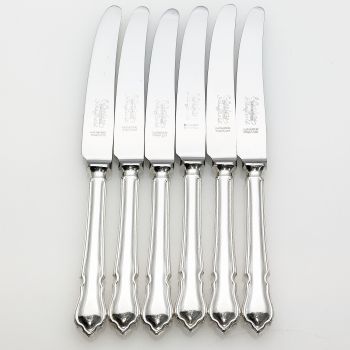 Dubarry Pattern - Set Of 6 Tea Knives Leclere Sheffield Silver Plated Handle (#99540) 1