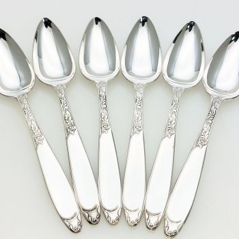 Set Of 6 Ornate Mcm Grapefruit Spoons #1 Yeoman Silver Plated Vintage 1960 (#99543) 1