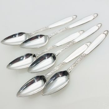 Set Of 6 Ornate Mcm Grapefruit Spoons #2 Yeoman Silver Plated Vintage 1960 (#99544) 1