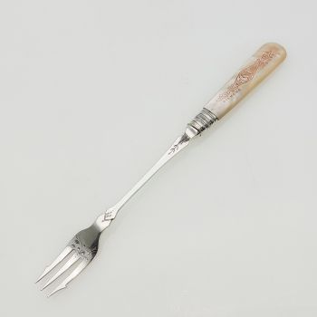 Queen Victoria Jubilee 1897 Mother Of Pearl Silver Plated Pickle Fork (#99553) 1