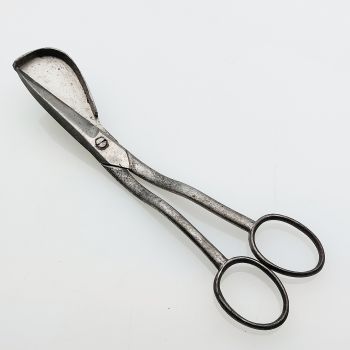 Victorian Candle Scissors With Collecting Pan Steel Antique (#99556) 1