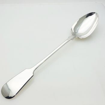 Gleaming Fiddle Pattern Long Basting Spoon Victorian Silver Plated Antique (#99560) 1