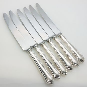 Dubarry Pattern - 6x Dinner Knives - Silver Plated Handles - Vintage Sheffield (#99574) 1
