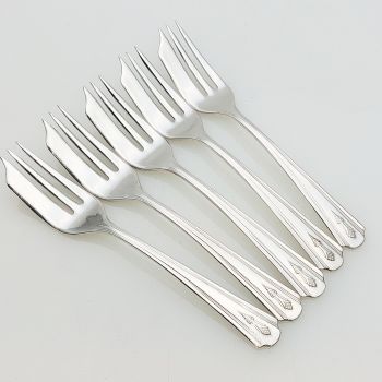 Dorchester Plate Cake Forks X5 - 1937 Coronation Silver Plated Epns (#99583) 1
