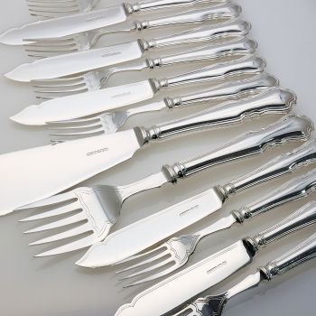 Asprey & Co - 18 Piece Fish Eaters & Servers Chippendale Pattern - Silver Plated (#99612) 1