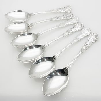 Kings Pattern - Set Of 6 Dessert Spoons - Silver Plated Epns A1 Sheffield (#99617) 1