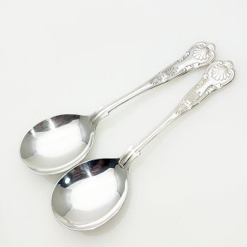 Kings Pattern - 2x Soup Spoons - Silver Plated Epns A1 Sheffield (#99619) 1