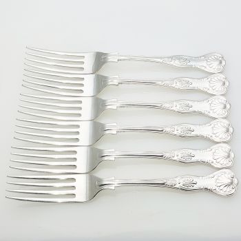 Kings Pattern - Set Of 6 Dinner Forks - Silver Plated Epns A1 Cooper Sheffield (#99621) 1