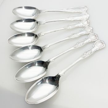 Kings Pattern - 6x Dessert Spoons - Silver Plated Epns A1 Sheffield (#99623) 1