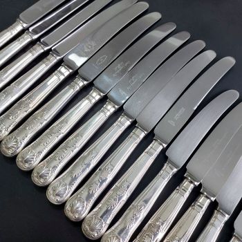 Kings Pattern - Lot Of 19 Dinner Side Tea Knives Silver Plated Handles (#99626) 1