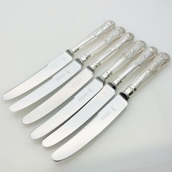 Kings Pattern - 6x Side / Dessert Knives - Silver Plated Handled Vintage Cutlery (#99628) 1