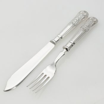Kings Pattern - Pair Of Fish Eaters - Silver Plated Epns A1 Vintage Cutlery (#99632) 1