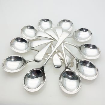 Old English Pattern - 10x Soup Spoons - Silver Plated Atkin Bros Sheffield (#99636) 1