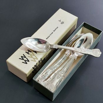 Kings Pattern - Set Of 6 Grapefruit Spoons Silver Plated Walker & Hall Boxed (#99639) 1