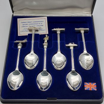 Falklands War Victory Cased Souvenir Spoons #1 Silver Plated 1982 (#99640) 1