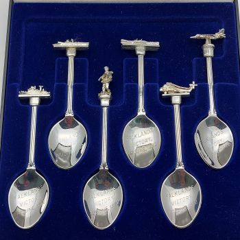 Falklands War Victory Cased Souvenir Spoons #2 Silver Plated 1982 (#99641) 1