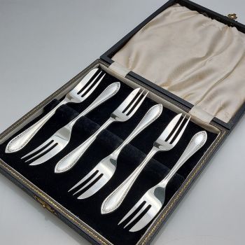 Cased Pastry Cake Forks Silver Plated Epns Vintage (#99646) 1