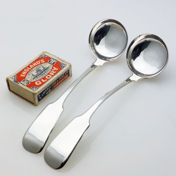 Pair Of Fiddle Pattern Toddy Ladles - John Harrison Sheffield Silver Plated (#99657) 1
