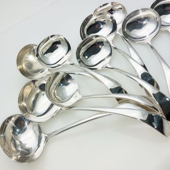 10x Old English Pattern Large Sauce Ladles - Silver Plated Epns Antique (#99666) 1
