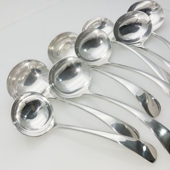 8x Old English Pattern Large Sauce Ladles - Silver Plated Epns Antique (#99667) 1