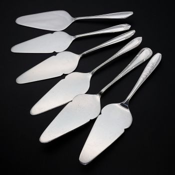 6x Assorted Silver Plated Smaller Cake Servers - Epns - Vintage (#99670) 1