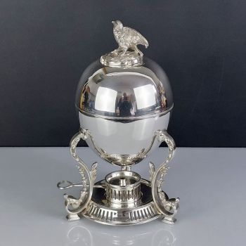 Superb Bird On Nest Egg Coddler - Silver Plated - Antique - Hutton (#99682) 1