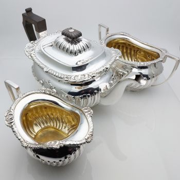 Beautiful 3 Piece Silver Plated Tea Service Set - John Round - Antique (#99685) 1