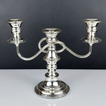 Gleaming Silver Plated On Copper Candelabra - Vintage (#99688) 1