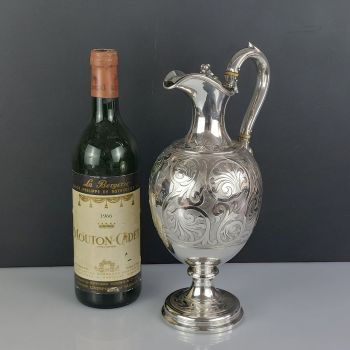 Stunning Silver Plated Full Size Claret Jug - Dragon Crested - Antique (#99698) 1