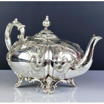 Stunning Victorian Silver Plated 5 Gill Tea Pot Antique (#99702) 1