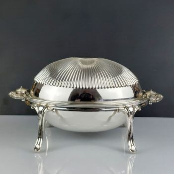 Harrods Roll-top Soup Tureen C. 1894 - Antique Silver Plated (#99713) 1