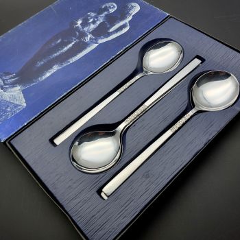 Viners Love Story Boxed Set Of 6 Soup Spoons #2 Vintage Stainless Steel (#99733) 1