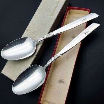 Community South Seas Pair Of Table Spoons Mono 'a' - Vintage Silver Plated Boxed (#99737) 1