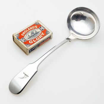 Fiddle Pattern - Crested 1853 Sauce Ladle Fiddle Elkington Mason Silver Plated (#99749) 1