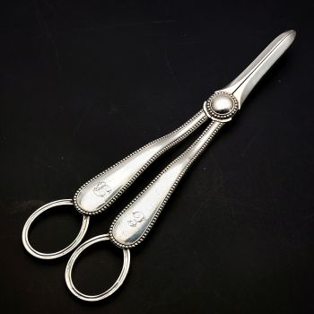 Victorian Grape Scissors Shears Silver Plated Bead Gilbert Antique (#99781) 1