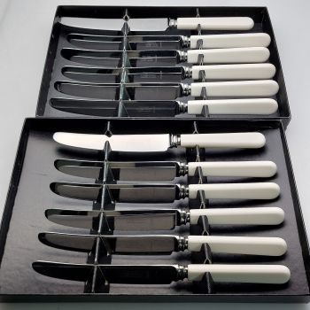 Faux Bone Handle Dinner & Side/dessert Knives Sets #2 Taylors Eye Witness (#99784) 1
