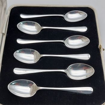 Sterling Silver Rattail Small Demitasse Coffee Spoons Sheffield 1926 Cased (#99786) 1