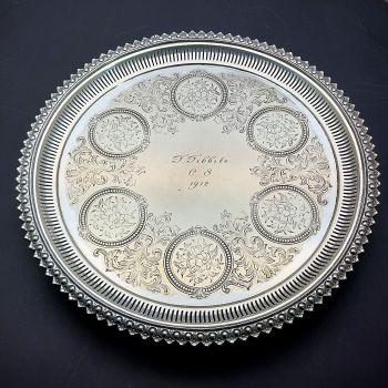 Antique Ornate Salver / Drinks Tray Ex Silver Plated - Engraved (#99799) 1