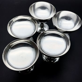 5x Ice Cream / Sorbet Dishes - Silver Plated - Vintage Gladwin Etc (#99807) 1
