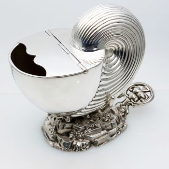 Nautilus Shell Spoon Warmer - Roberts & Belk - Silver Plated - Antique (#99834) 1