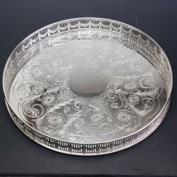 Viners Silver Plated Chased Drinks Tray - Boxed - Vintage (#99846) 1