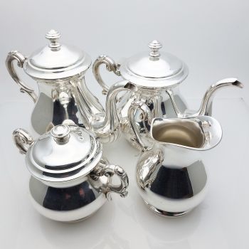 Lovely Small 4 Piece Tea & Coffee Service Set Silver Plated Alpaca Vintage (#99872) 1