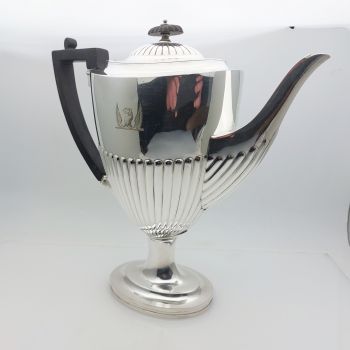Eagle Crested Semi-fluted Coffee Pot - Silver Plated - Antique Hutton (#99877) 1