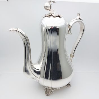 Gorgeous Large Gourd Shape Coffee Pot - Silver Plated - Dixon Antique (#99879) 1