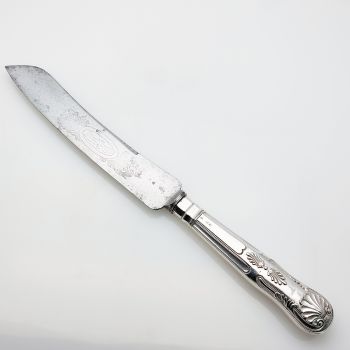 Kings Pattern Sterling Silver Handled Bread Knife Sheffield 1901 Antique (#99906) 1